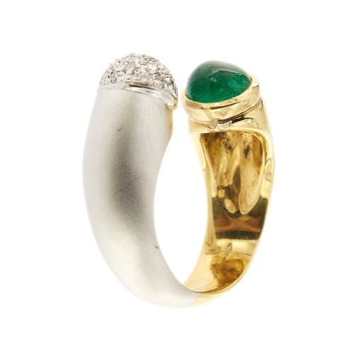 Bague 56 Bague ouverte en or jaune et or blanc 18 carats, émeraude et diamants 58 Facettes 28269