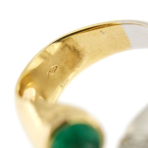Bague 56 Bague ouverte en or jaune et or blanc 18 carats, émeraude et diamants 58 Facettes 28269