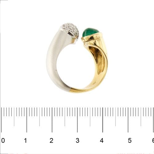 Bague 56 Bague ouverte en or jaune et or blanc 18 carats, émeraude et diamants 58 Facettes 28269