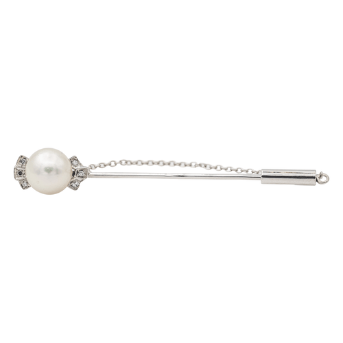 Broche Broche épingle en or blanc 18 carats, perle et diamants 58 Facettes 2837529CN