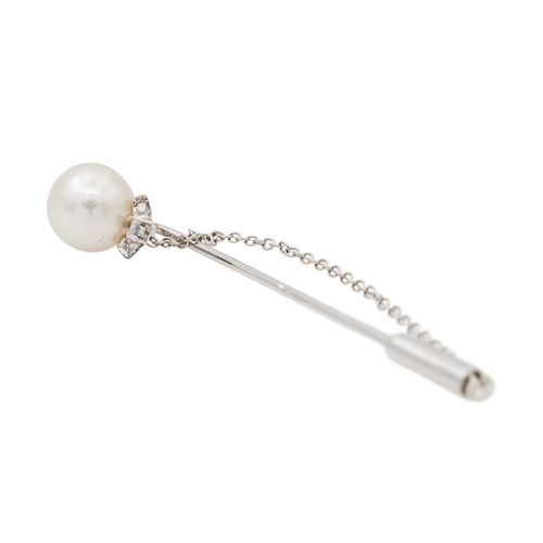 Broche Broche épingle en or blanc 18 carats, perle et diamants 58 Facettes 2837529CN