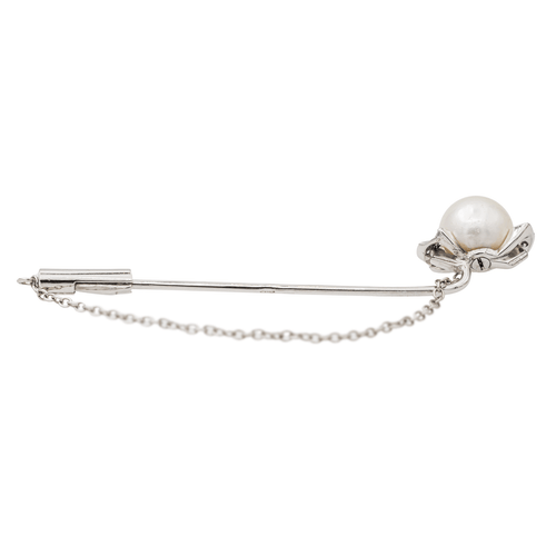 Broche Broche épingle en or blanc 18 carats, perle et diamants 58 Facettes 2837529CN