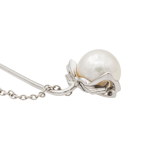 Broche Broche épingle en or blanc 18 carats, perle et diamants 58 Facettes 2837529CN