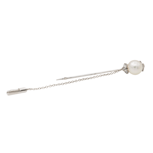 Broche Broche épingle en or blanc 18 carats, perle et diamants 58 Facettes 2837529CN
