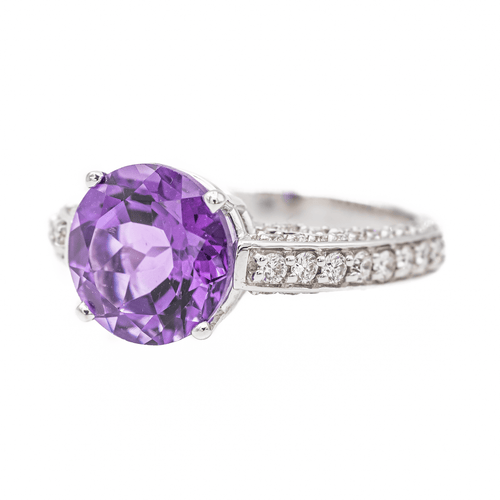 Bague 53 Bague Or blanc Améthyste, Diamant 58 Facettes 2845489CN