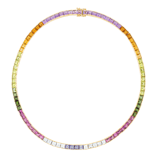 Collier Collier en or jaune 18 carats serti de tourmaline, péridot et citrine 58 Facettes 2871068CN