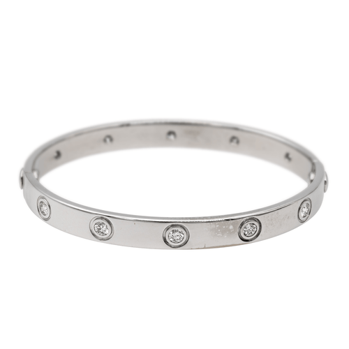 Bracelet Cartier Love - Bracelet jonc en or blanc serti de diamants 58 Facettes 2873481RV