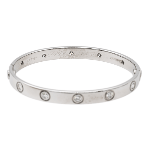 Bracelet Cartier Love - Bracelet jonc en or blanc serti de diamants 58 Facettes 2873481RV