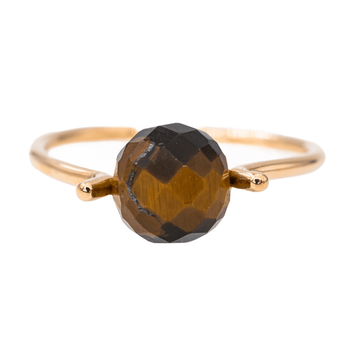 Bague 57 Bague en or rose 18 carats sertie d’un œil-de-tigre 58 Facettes 2883062CN