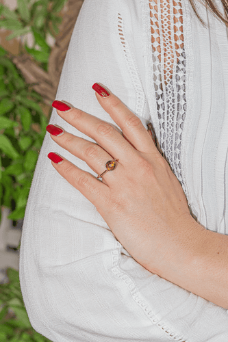 Bague 57 Bague en or rose 18 carats sertie d’un œil-de-tigre 58 Facettes 2883062CN