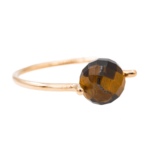 Bague 57 Bague en or rose 18 carats sertie d’un œil-de-tigre 58 Facettes 2883062CN