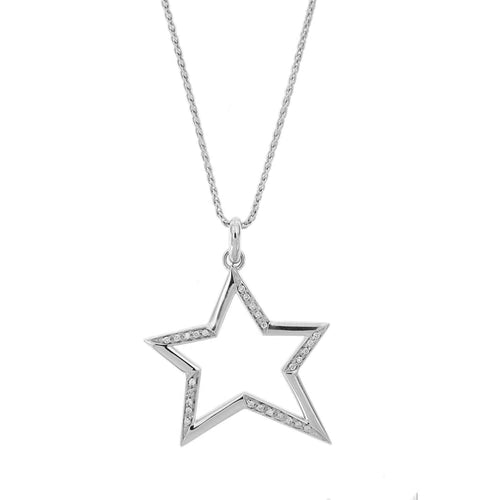 Collier Collier - Pendentif étoile en or blanc 18 ct et diamants 58 Facettes 28831