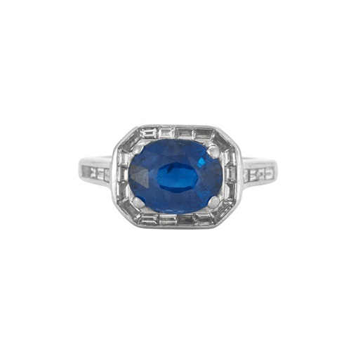 Bague 52 Bague Saphir Diamants baguettes 58 Facettes DV0458-1
