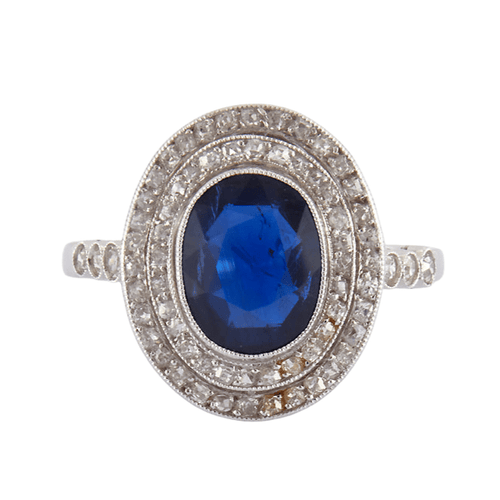 Bague 58 Bague Saphir double entourage Diamants 58 Facettes DV0013-5