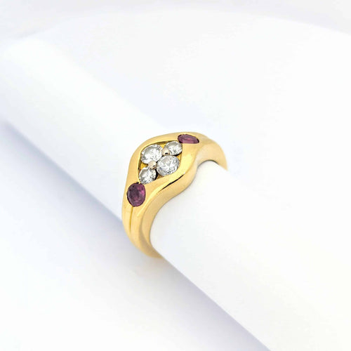 Bague 50 Bague en or jaune 18 carats avec diamants et rubis 58 Facettes 29011