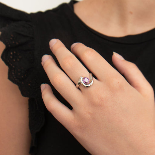 Bague 55 Bague Saphir rose Diamants 58 Facettes DV0080-3