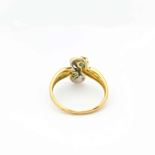 Bague 53 Bague en or jaune 18 carats avec diamants et émeraudes 58 Facettes 29047