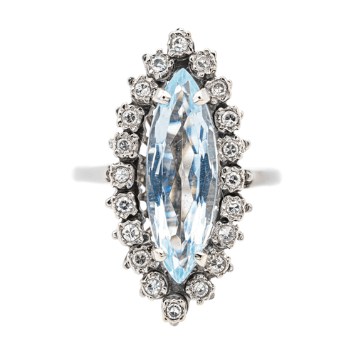 Bague 53 Bague Marquise Or blanc Aigue marine, Diamant 58 Facettes 2905284CN