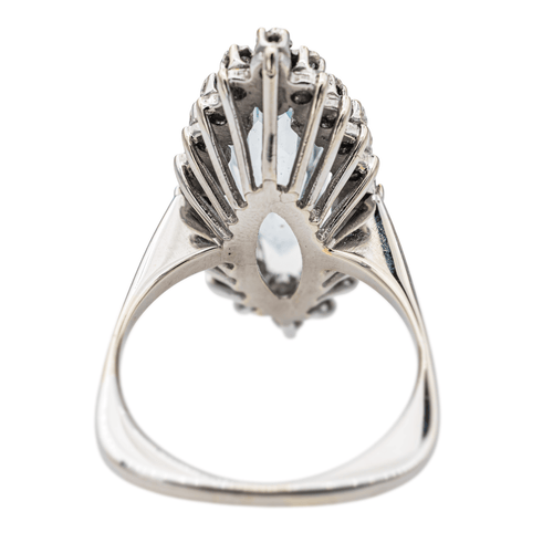 Bague 53 Bague Marquise Or blanc Aigue marine, Diamant 58 Facettes 2905284CN