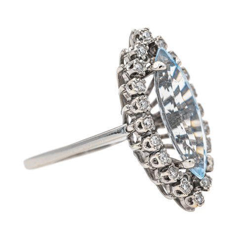 Bague 53 Bague Marquise Or blanc Aigue marine, Diamant 58 Facettes 2905284CN