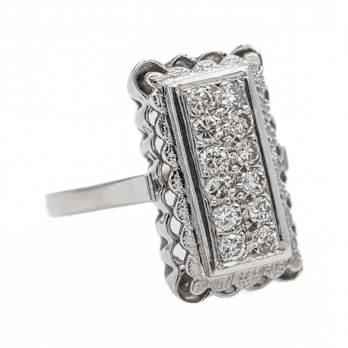 Bague 51 Bague en or blanc 18 carats pavée de diamants 58 Facettes 2905287CN