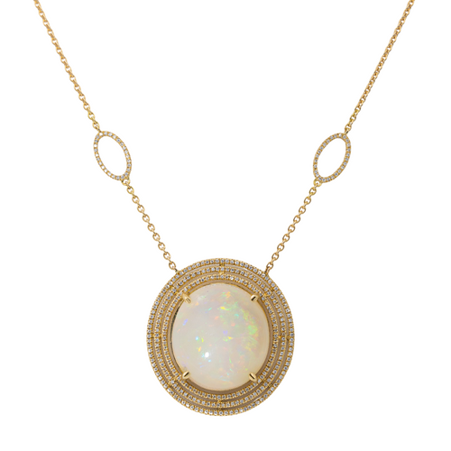 Collier Collier pendentif en or jaune 18 carats avec opale et diamants 58 Facettes 2905292CN