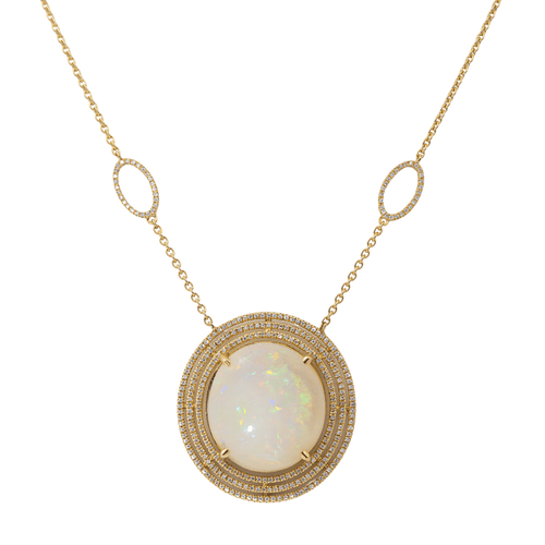 Collier Collier Pendentif Or jaune Opale, Diamant 58 Facettes 2905292CN