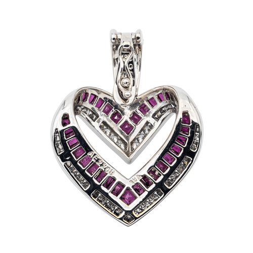 Pendentif Pendentif en or blanc 18 carats avec rubis et diamants 58 Facettes 2905353CN