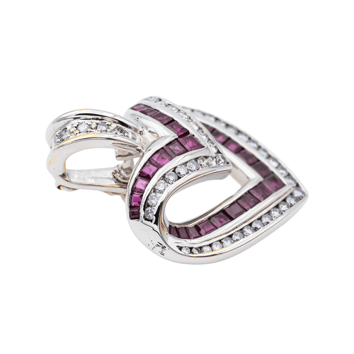 Pendentif Pendentif en or blanc 18 carats avec rubis et diamants 58 Facettes 2905353CN