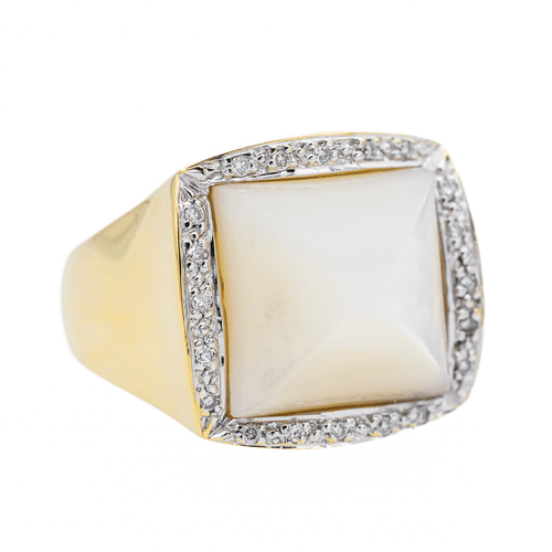 Bague 52 Bague en or jaune 18 carats, nacre cabochon et diamants 58 Facettes 2905378CN