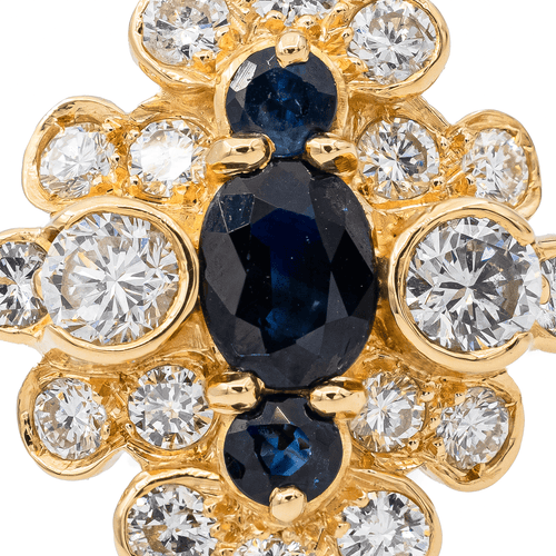 Bague 49 Bague marquise sertie de saphirs et diamants en or jaune 18 carats 58 Facettes 2909881CN