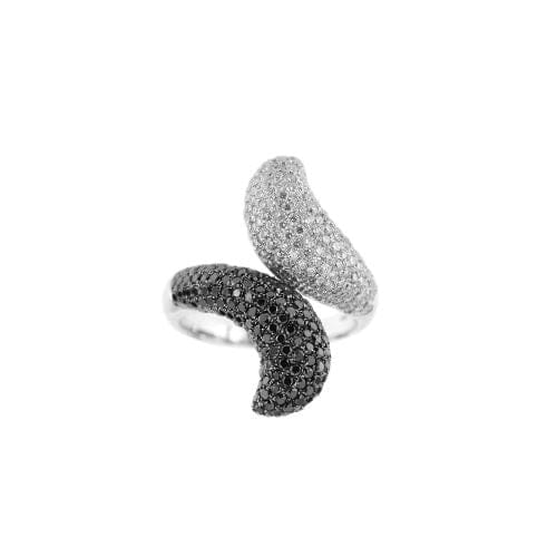 Bague 58 Bague - Diamants blancs et noirs en or blanc 18 ct 58 Facettes 29142