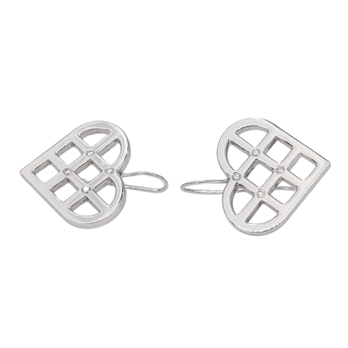 Boucles d'oreilles O.J. Perrin - Boucles d'oreilles cœur en or blanc avec diamants 58 Facettes 2914859CN