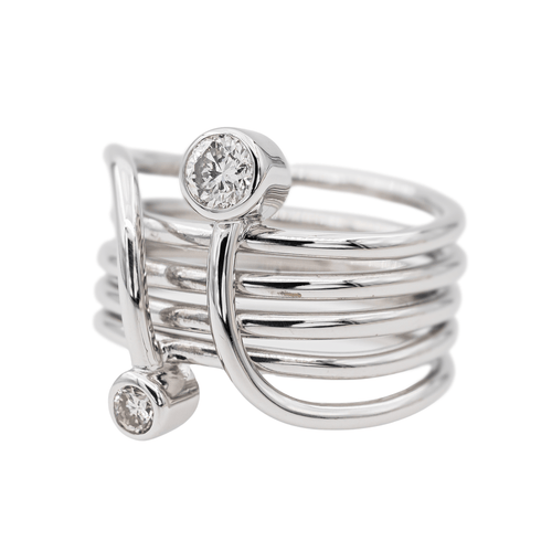 Bague 50 Bague Toi & Moi en or blanc 18 carats et diamants 58 Facettes 2925343RV