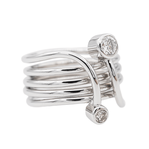 Bague 50 Bague Toi & Moi en or blanc 18 carats et diamants 58 Facettes 2925343RV