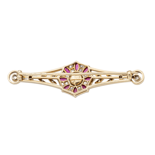 Broche Broche en or jaune 18 carats et platine, perle mabé, diamants 58 Facettes 2947709CN