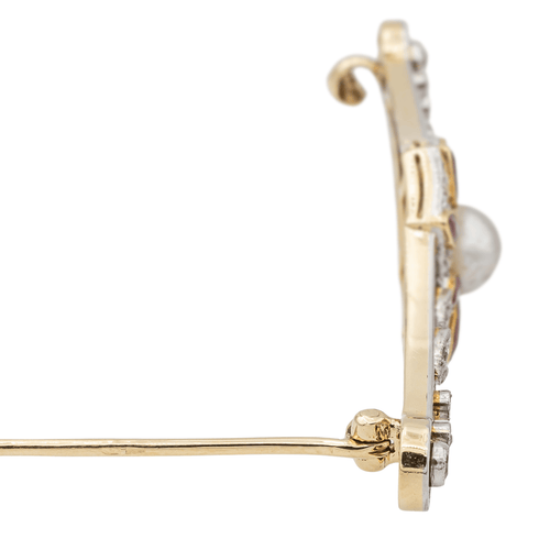 Broche Broche en or jaune 18 carats et platine, perle mabé, diamants 58 Facettes 2947709CN