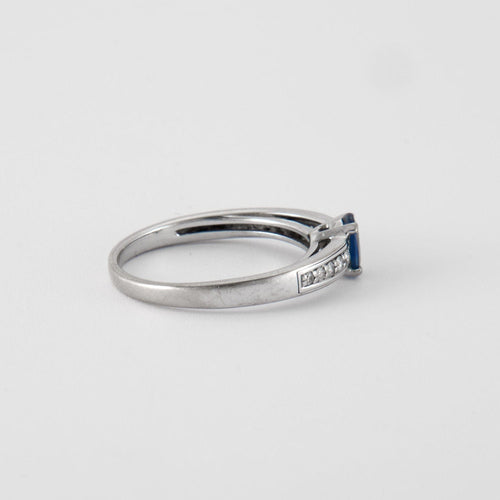 Bague 56 Bague Solitaire Saphir 10 Diamants 58 Facettes DV0209-1