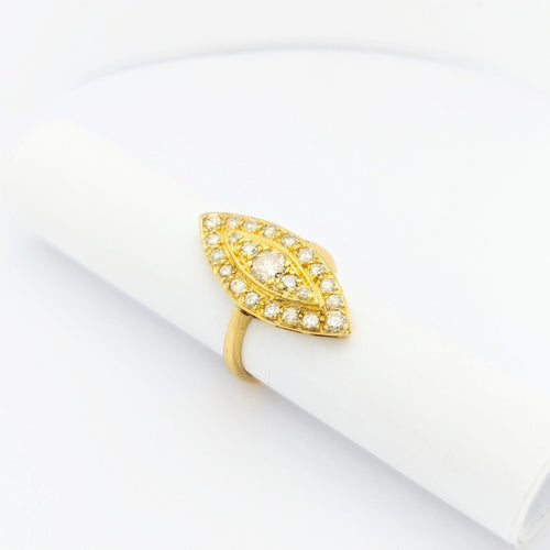 Bague 48 Bague marquise en or jaune 18 carats et diamants 58 Facettes 29588