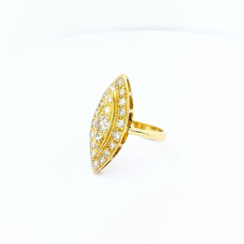Bague 48 Bague marquise en or jaune 18 carats et diamants 58 Facettes 29588