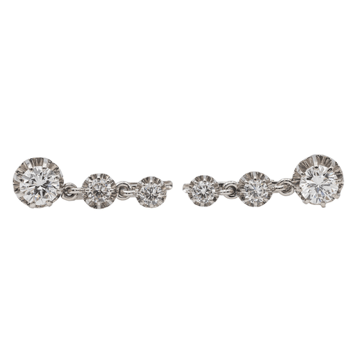 Boucles d'oreilles Boucles d'oreilles Dormeuses Or blanc Diamant 58 Facettes 2960964CN