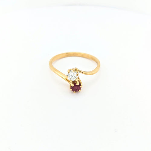Bague 58 Bague Toi et Moi en or jaune avec diamant et rubis 58 Facettes 29693