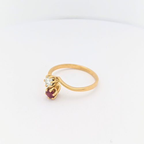 Bague 58 Bague Toi et Moi en or jaune avec diamant et rubis 58 Facettes 29693