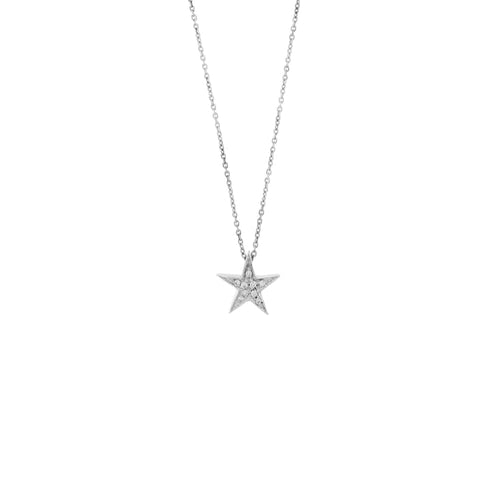 Collier Collier - Pendentif étoile en or blanc 18 kt et diamants 58 Facettes 29732