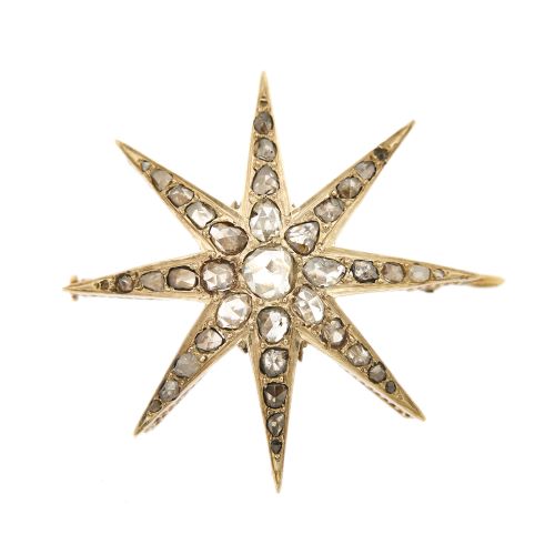 Pendentif Pendentif broche étoile en or jaune 18 carats et diamants 58 Facettes 29743