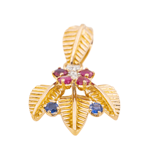 Pendentif Pendentif Feuille Or jaune, Or rose Diamant, Rubis, Saphir 58 Facettes 2975751CN