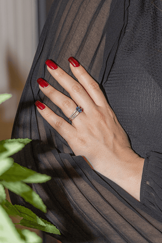 Bague 51 Bague solitaire en or blanc avec saphir et diamants 58 Facettes 2975753CN