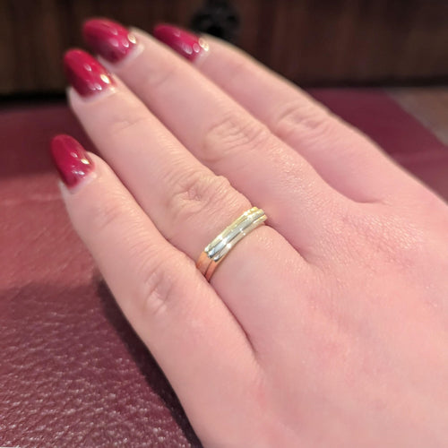 Bague 55 Alliance - Bague en or jaune, blanc et rose 18 carats 58 Facettes 29789