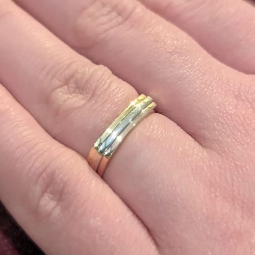 Bague 55 Alliance - Bague en or jaune, blanc et rose 18 carats 58 Facettes 29789