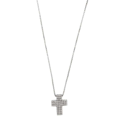 Collier Collier croix - Collier en or blanc 18 ct et diamants 58 Facettes 29901
